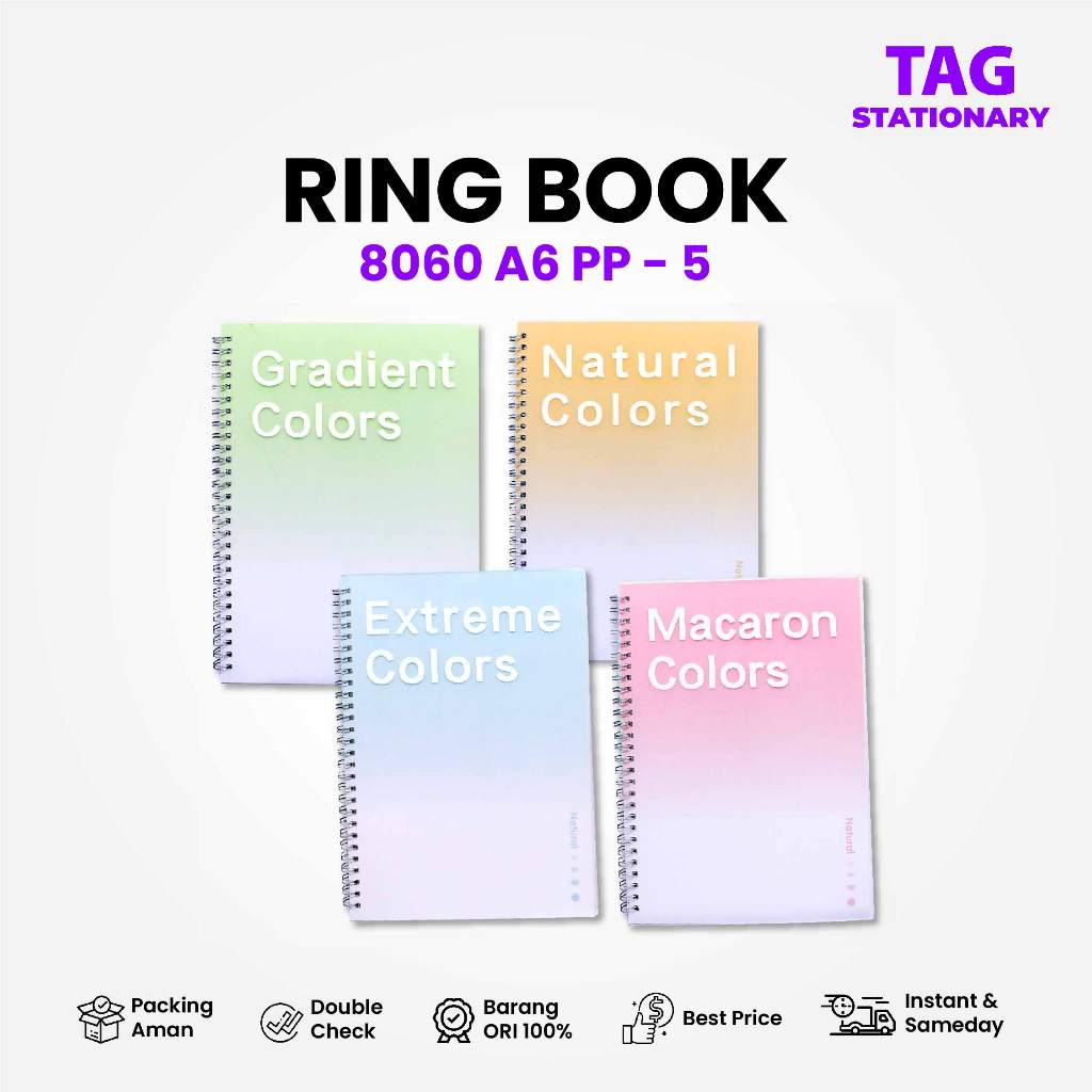 

GREEBEL Buku Tulis Ring Spiral / Ring Book 8060 A6 PP-5 / Buku Catatan Spiral Timur Agung Grosir