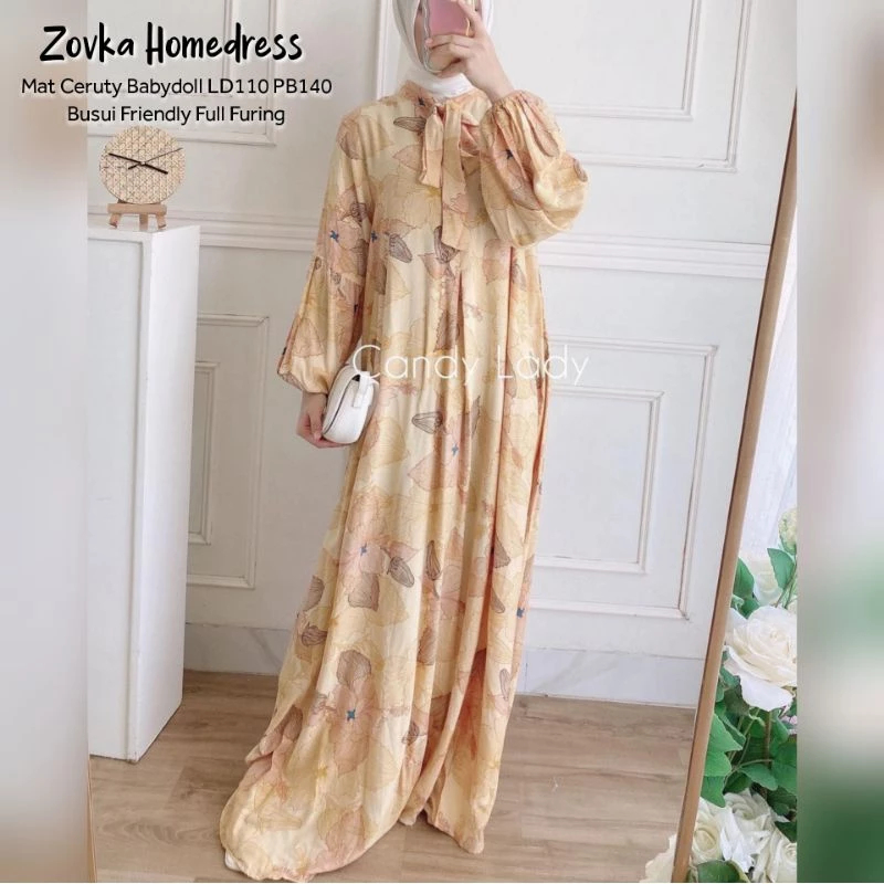 ZOVKA HOMEDRESS LIME | GAMIS ABAYA CERUTY MOTIF BUNGA VIRAL KEKINIAN