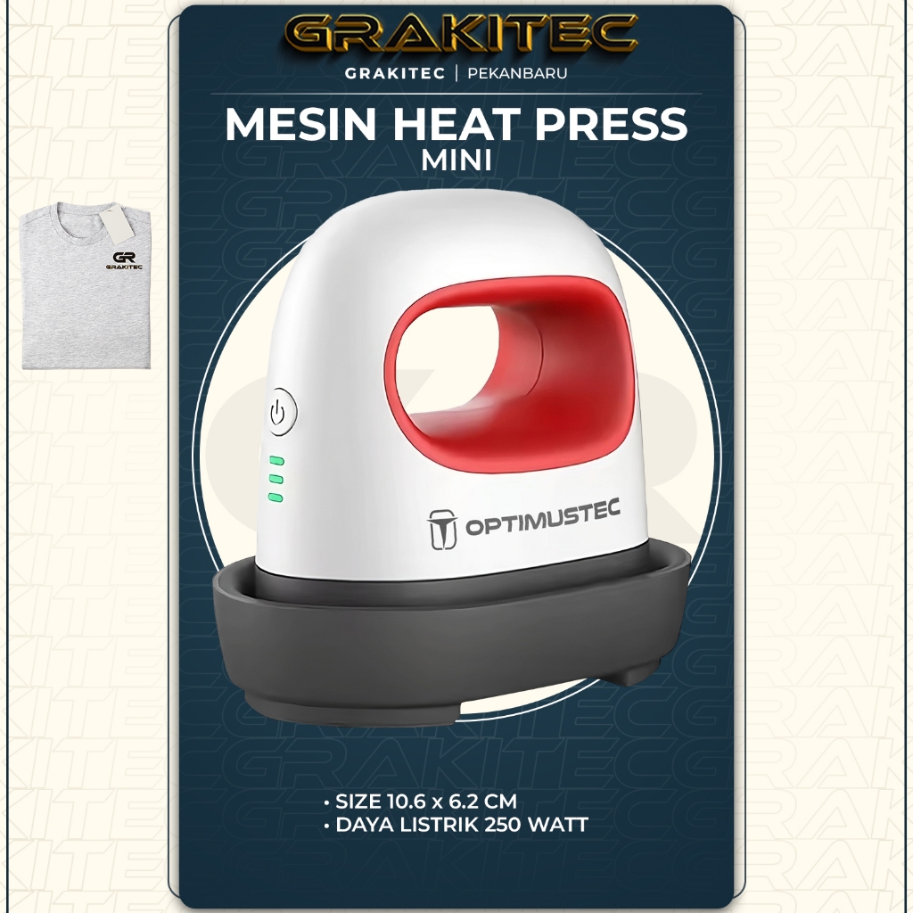 Mesin Heat Press Mini Sablon Tote Bag Kaos, Logo, Topi (Sablon Press Logo, Kaos, Lengan, Saku Baju, 