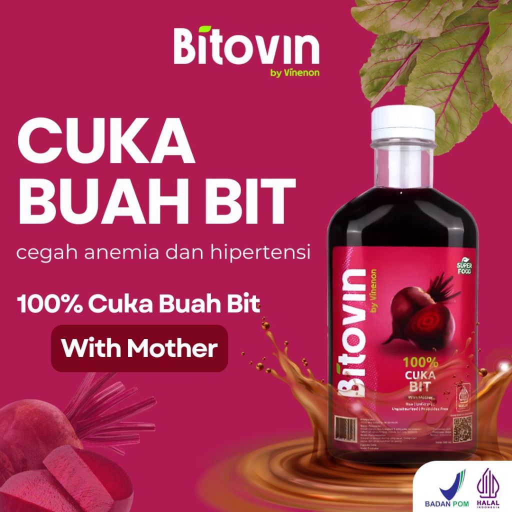 

BITOVIN Cuka Buah Bit - 100% Fermentasi Alami - Untuk Penambah Darah/Atasi Resiko Jantung/Hipertensi