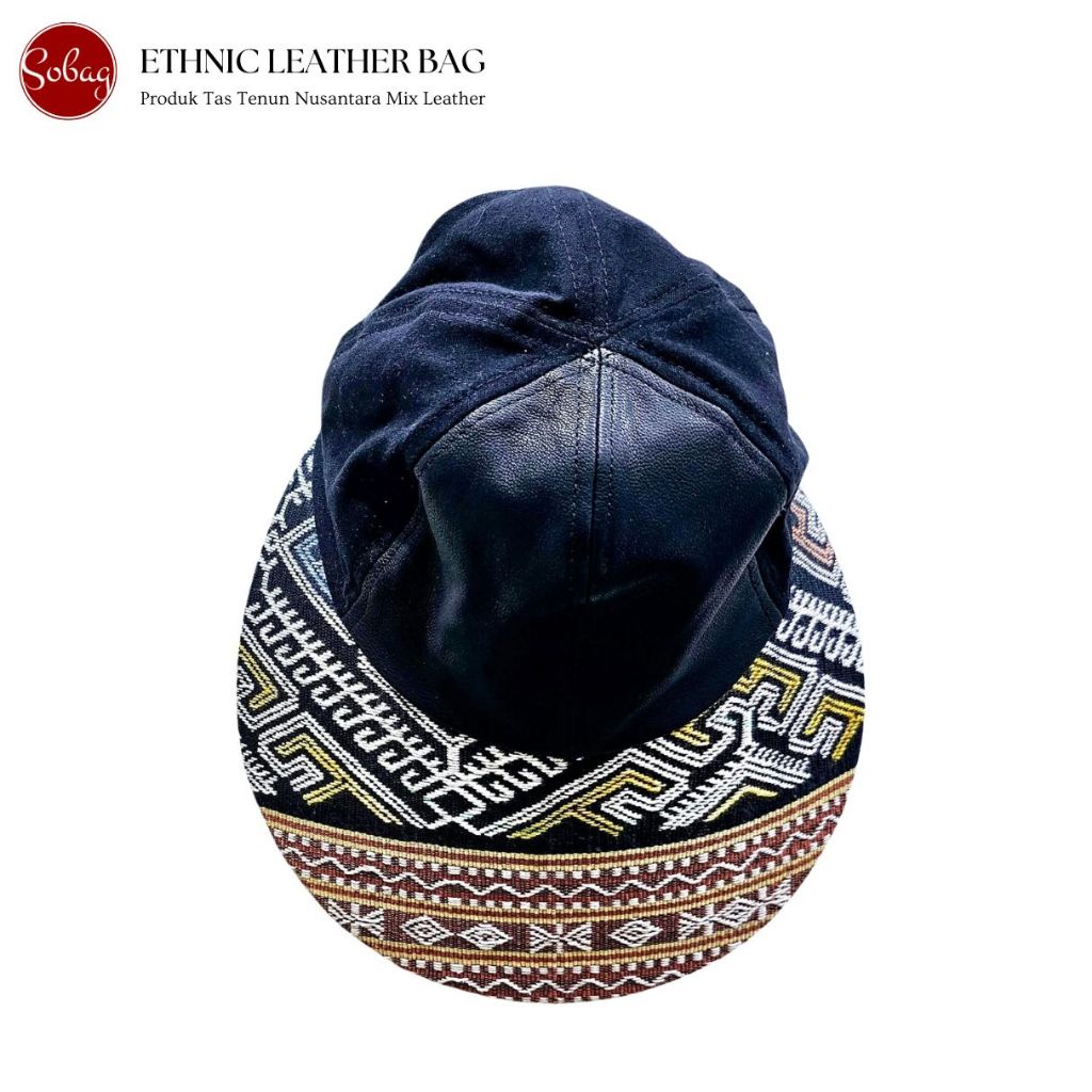 TOPI SUMMER Tenun Tangan NTT mix Kulit Sapi Asli