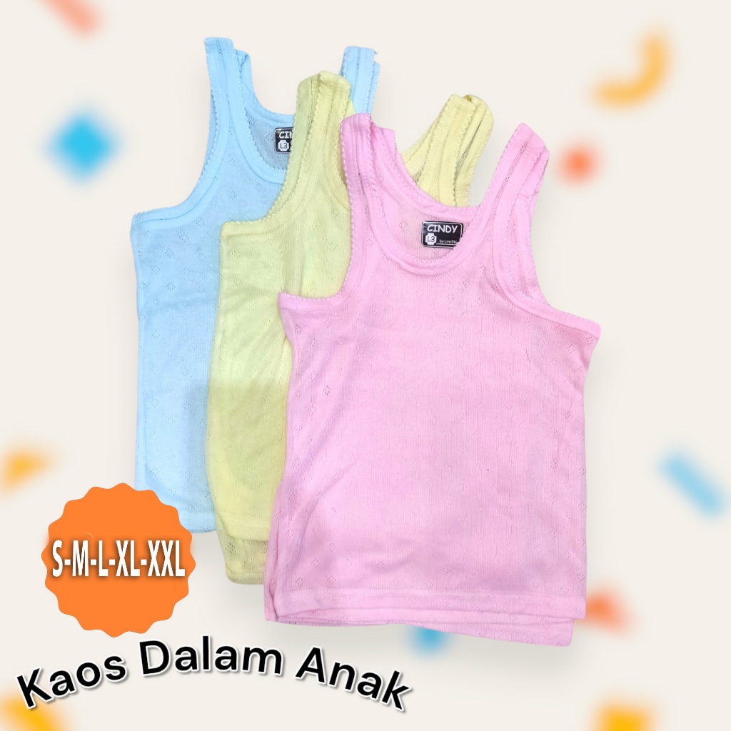 Singlet Kaos Dalam Anak PAUD TK SD Perempuan Cewek Cowok Warna Polos S M L XL XXL Termurah