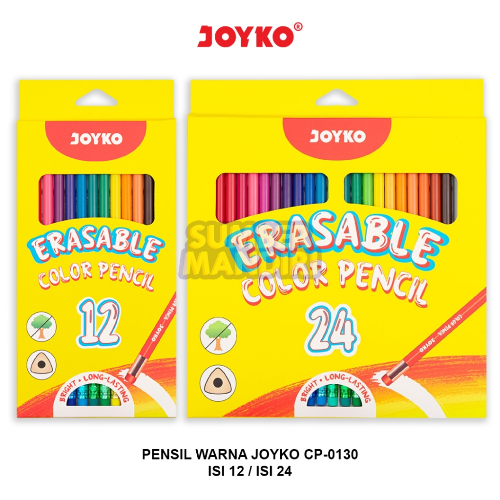 

Erasable Color Pencil JOYKO CP-0130 Pensil Warna Dapat Dihapus Isi 12 & Isi 24 [1 SET]