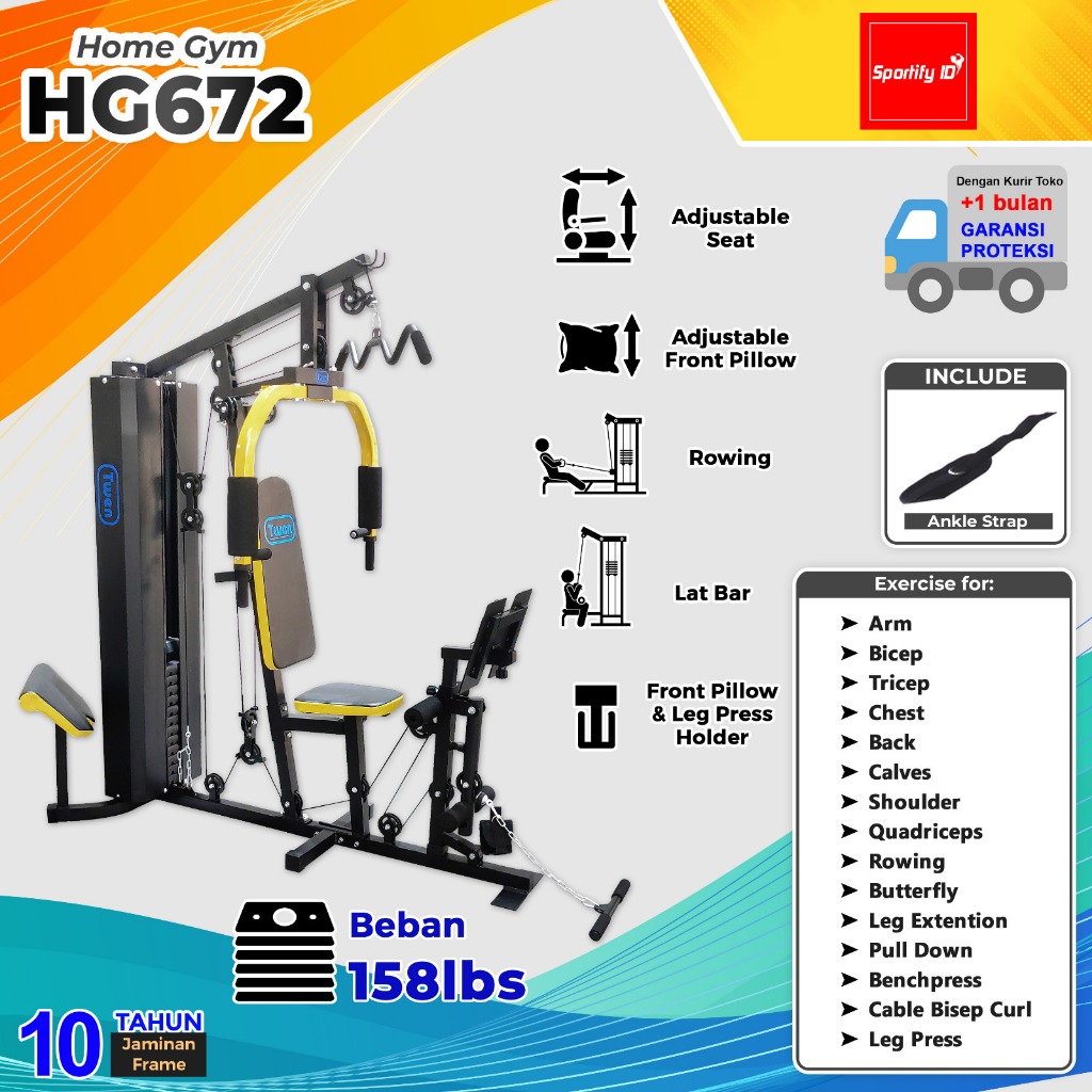 Home Gym Twen HG550 HG672 Homegym 1 Sisi Alat Olahraga Alat Gym Set Alat Fitnes Leg Press