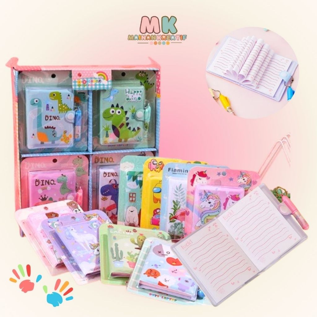 

MK637 Mini Notebook 2in1 Karakter Lucu / Set Memo Diary Motif / Mini Klip Note Book and Pen