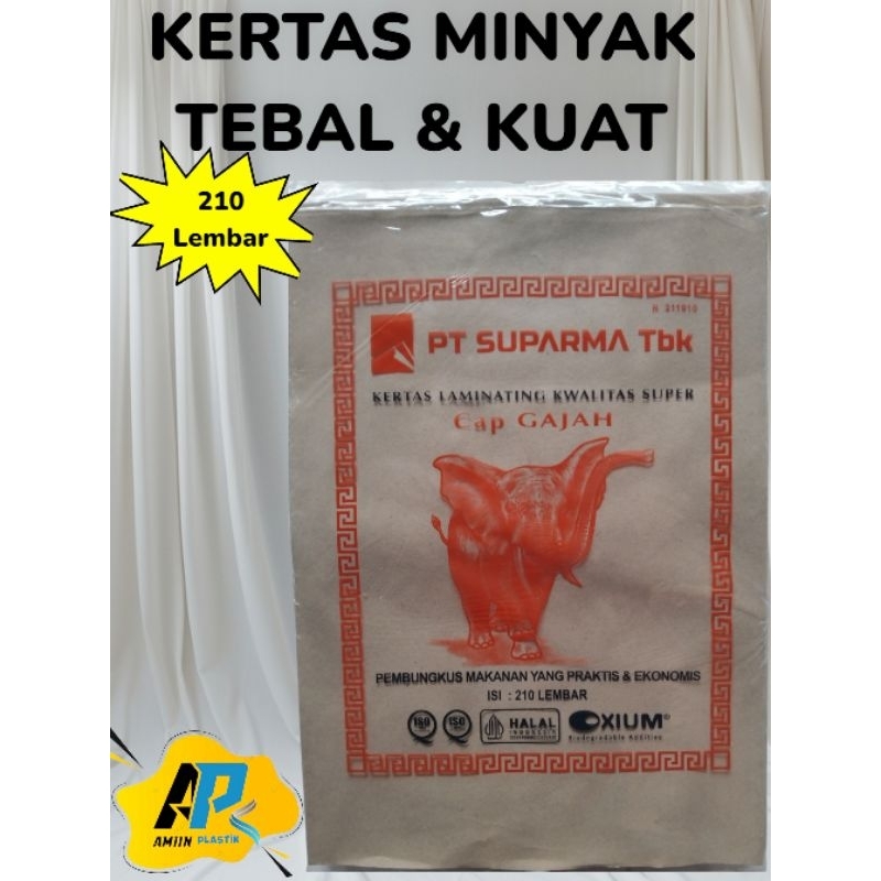 Kertas Minyak (Gadjah) Kertas Nasi Coklat/Kertas Bungkus Nasi Tebal & Kuat 210 Lbr