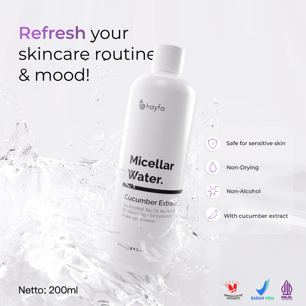 Hayfa Skincare Pembersih Extract Cucumber Vitamin C+ Vitamin A -  Micellar Water