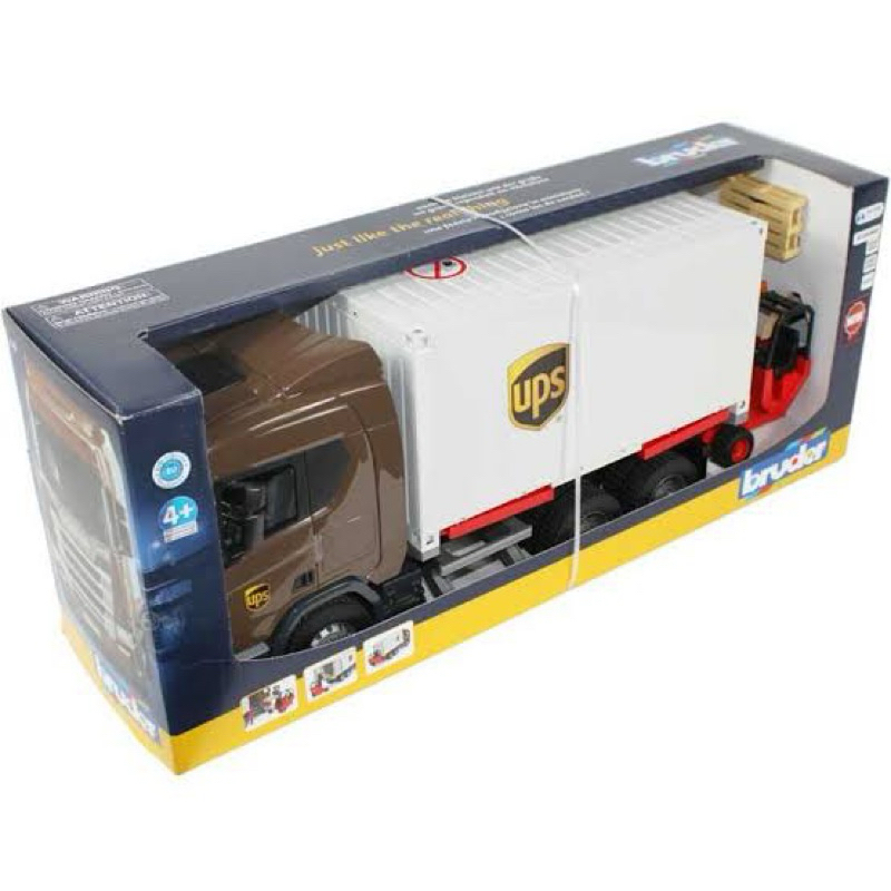 Bruder 3582 SCANIA Super 560R UPS Logistics Truck w/ Forklift / mainan diecast truck