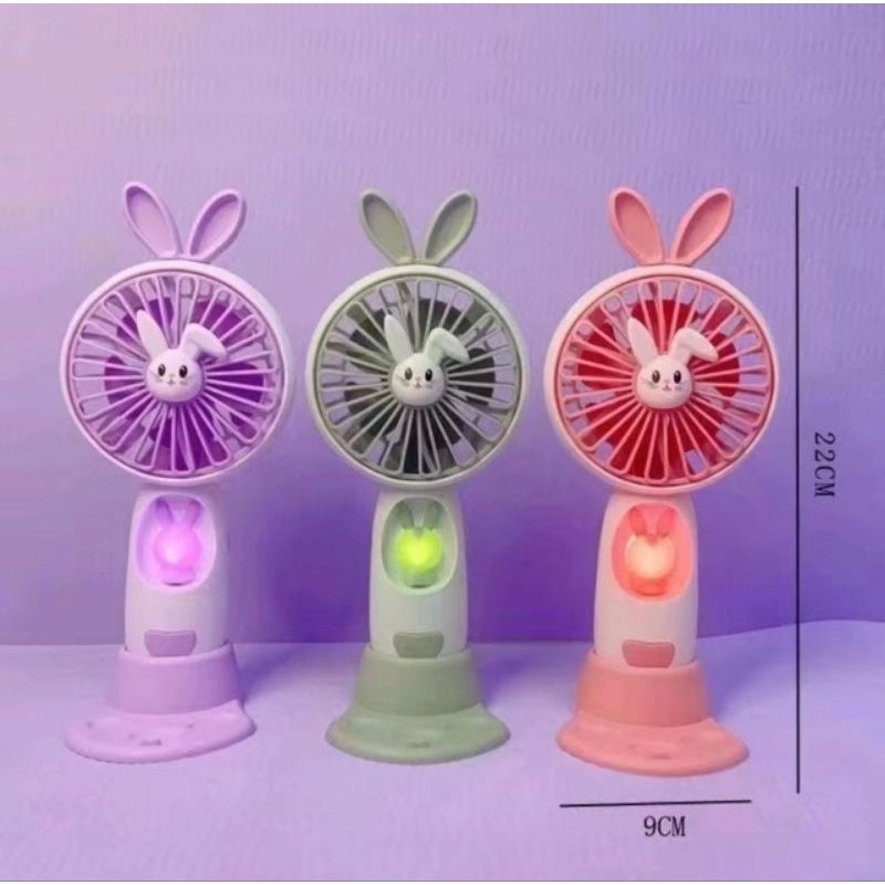 KIPAS MINI PORTABLE DENGAN STANO HANOPHONE BUNNY LEAD LUCU / KIPAS ANGIN KELINCI PORTABLE LED