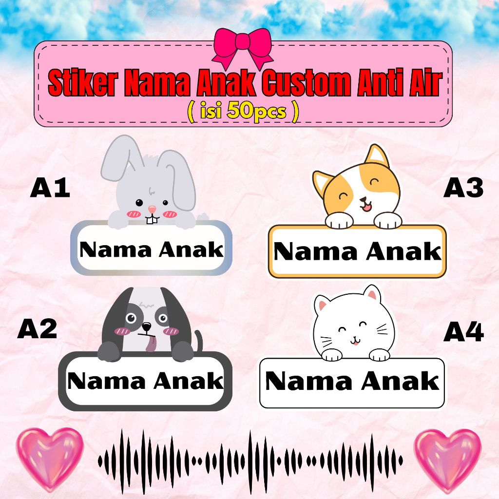 

Stiker Lebel Nama Custom/ISI 50pcs/custom nama/Banyak fariasi