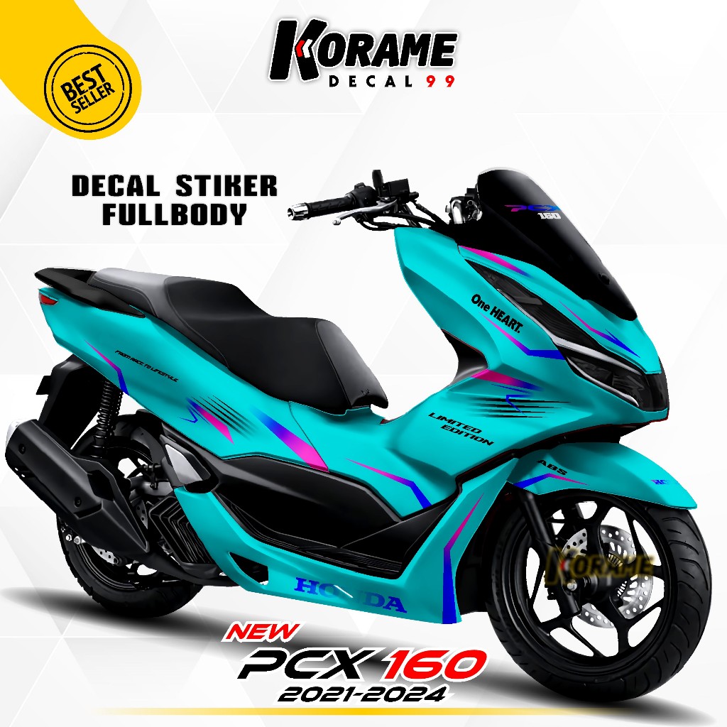 Decal Sticker PCX 160 2021 2022 2023 2024 - Motif List Bunglon Warna Tosca