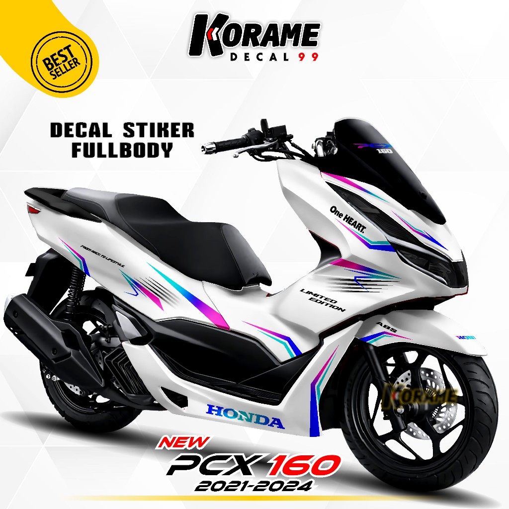 Decal PCX 160 2021 2022 2023 2024 - Warna Putih List Bunglon