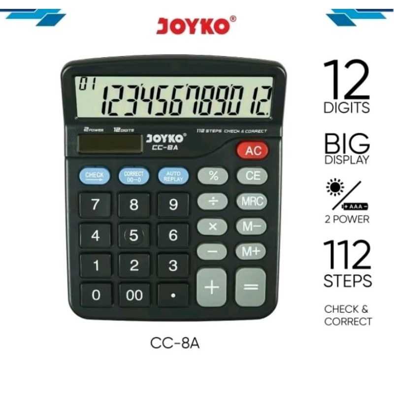 

KALKULATOR JOYKO CC-8 12 DIGIT CHECK CORRET