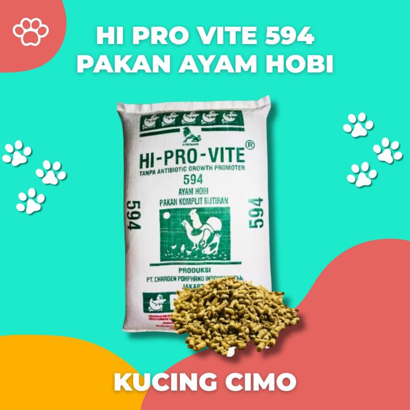 594 Hi Pro Vite Pakan Ayam Pur Tulang Voer Ayam Bangkok Dikemas 10 & 20kg