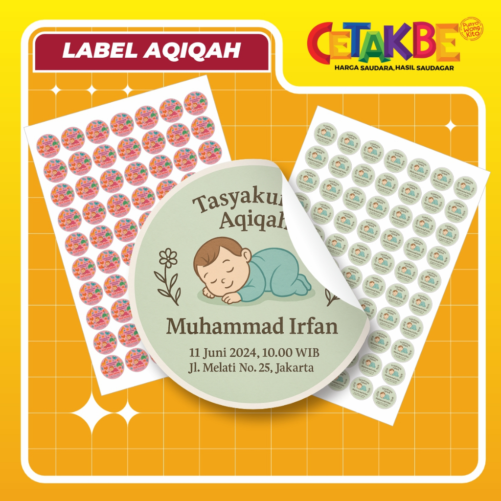 STICKER AQIQAH / LABEL AQIQAH / LABEL NASI KOTAK / LABEL HAJATAN / STICKER HAJATAN / STICKER TASYAKU