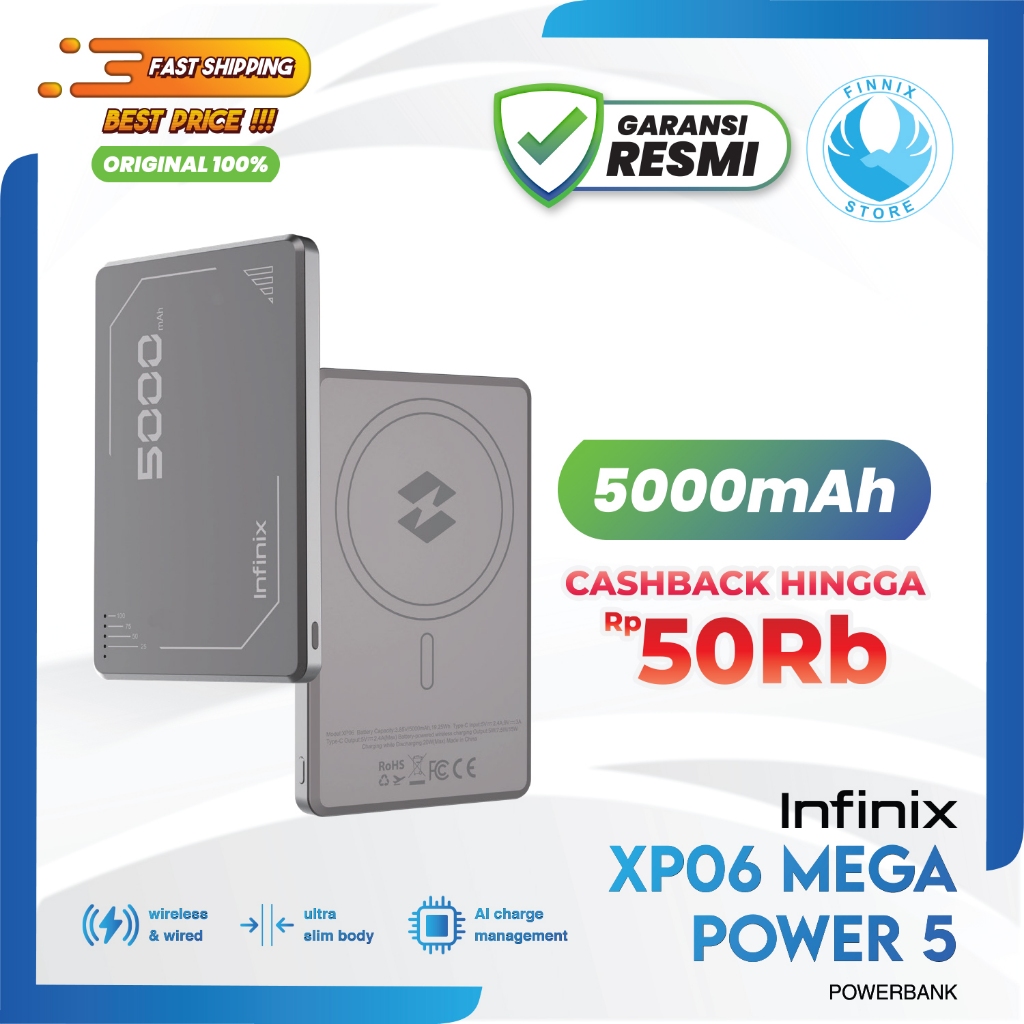 Infinix Power Bank Magpower 5 XP06 | Powerbank 5000mAh Wireless Charger