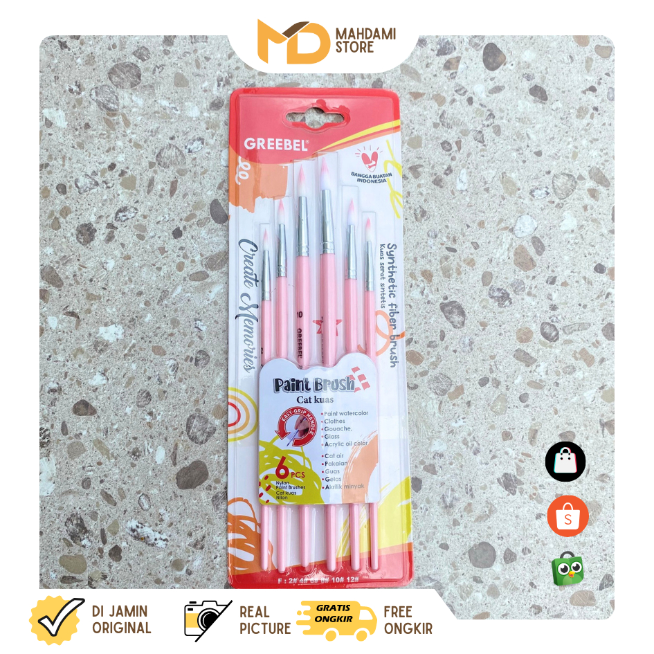 

Kuas Lukis / Paint Brush Greebel Set (6 Pcs)/ Kuas Nylon