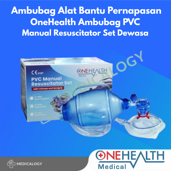 Ambubag Alat Bantu Pernapasan OneHealth Ambubag PVC  Manual Resuscitator Set Dewasa