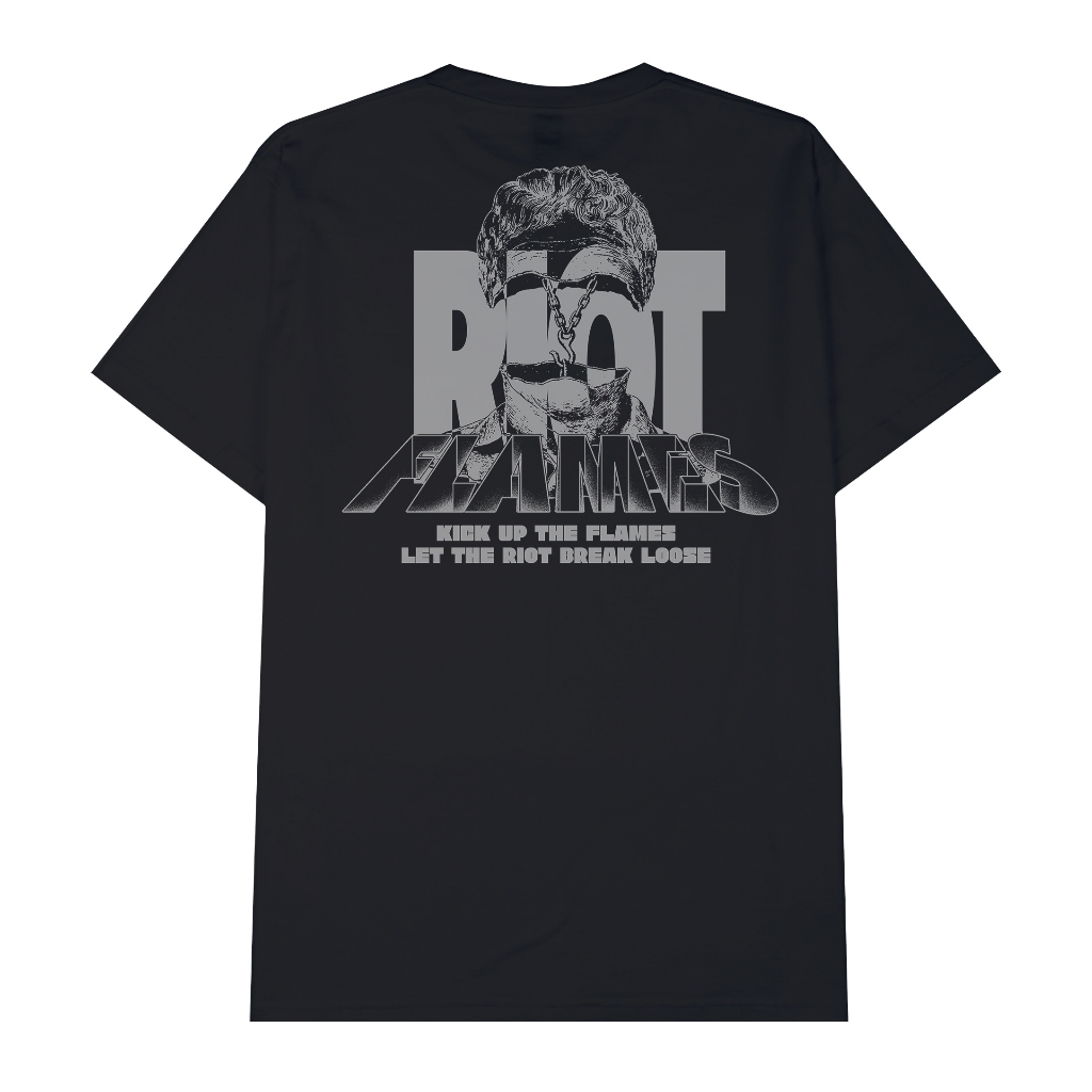 RIOT FLAMES Kaos Pria - SPLIT RIOT - Black