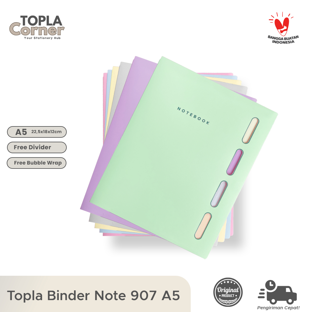 

Topla Binder Note 907 A5 20 Ring - Catatan Estetik Warna Pastel