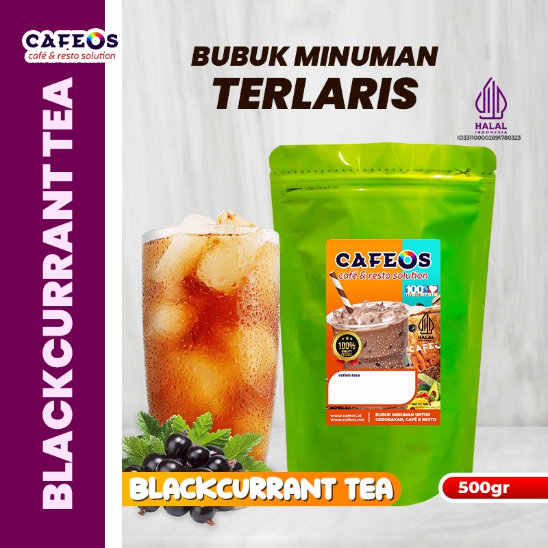 

[CAFEOS] Bubuk Minuman Teh Premium Rasa Blackcurrant Tea 2IN1 Cafeos Powder Drink Kemasan 500 gram
