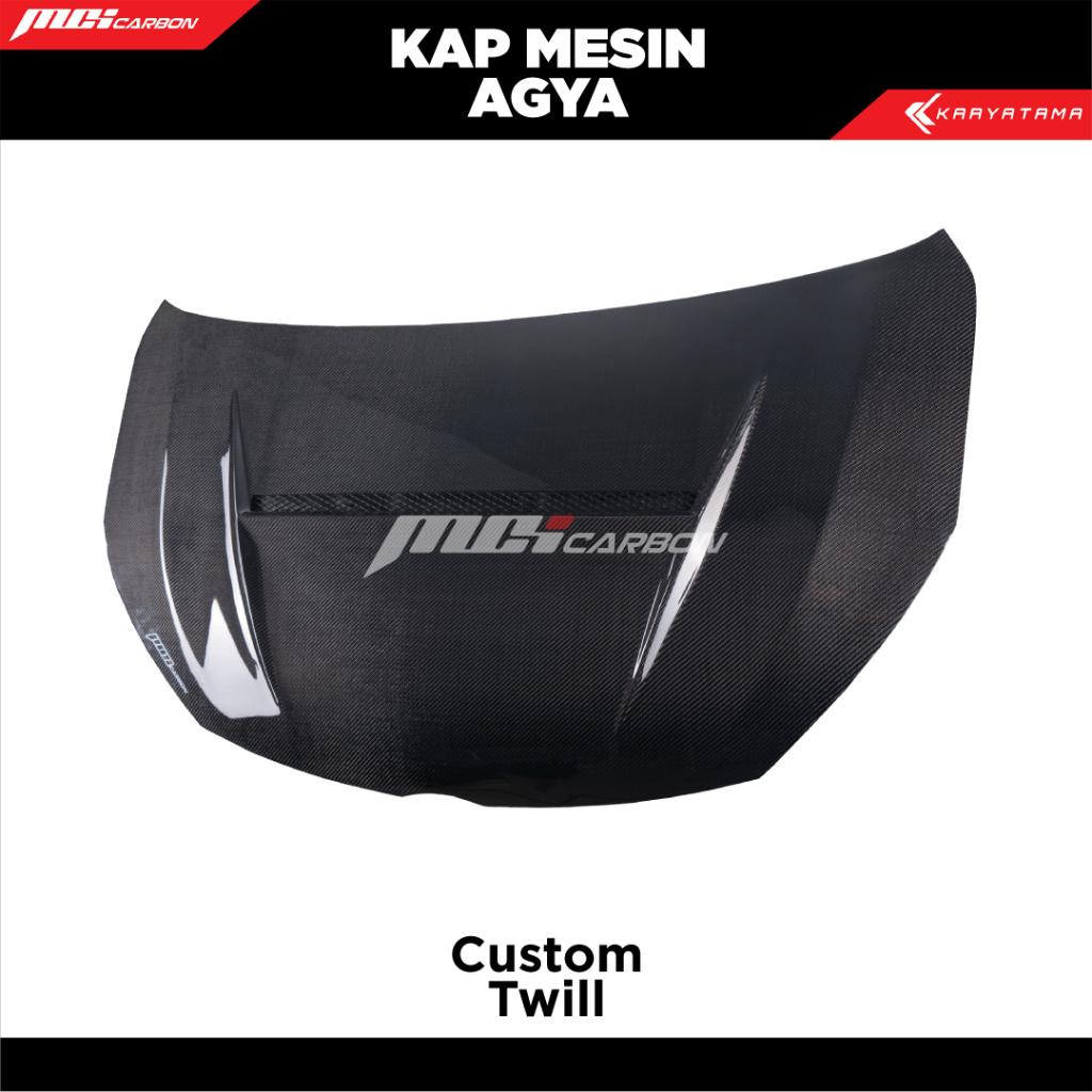 Kap Mesin Carbon  Agya OEM Style | MCI Carbon by Karyatama - Twill
