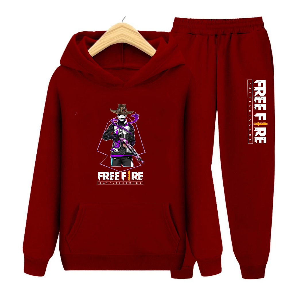 Setelan Sweater Hoodie Kantong Anak Remaja Gambar Atasan dan Celana Free Fire FF COBRA