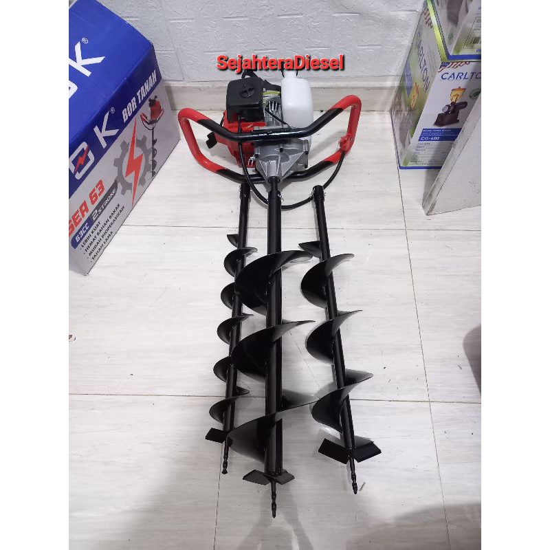 Mesin Bor Lobang Tanah 63cc Auger Drill 63Cc Komplit 3Mata Bor Tanah
