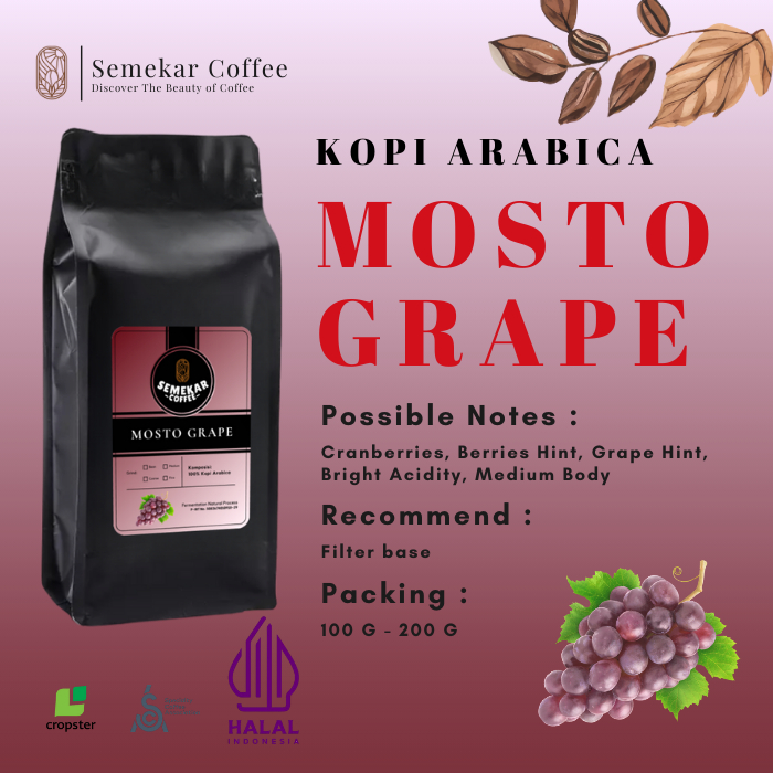 

Semekar Coffee - Mosto Grape Kopi Arabica Fermentation Natural Process Roasted Beans