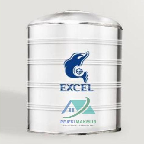 Toren Tandon Tangki Air Stainless Steel AISI 304 Excel GS 1500 TK ( Tanpa Kaki / Rata ) Kapasitas 10