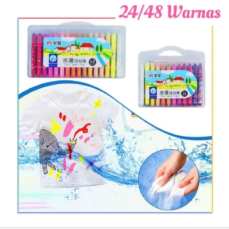 

48 Warna Crayon Washable Non Toxic Crayon Premium Crayon Krayon Lembut Crayon Graps 48 Warna Krayon Bagus Washable Silky Crayon