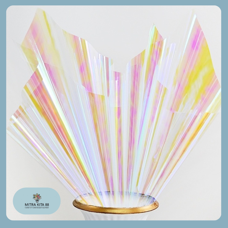 

Isi 20 LEMBAR Flower Wrapping Paper kertas buket Hologram Bouquet Bungaellophane Transparant KB019