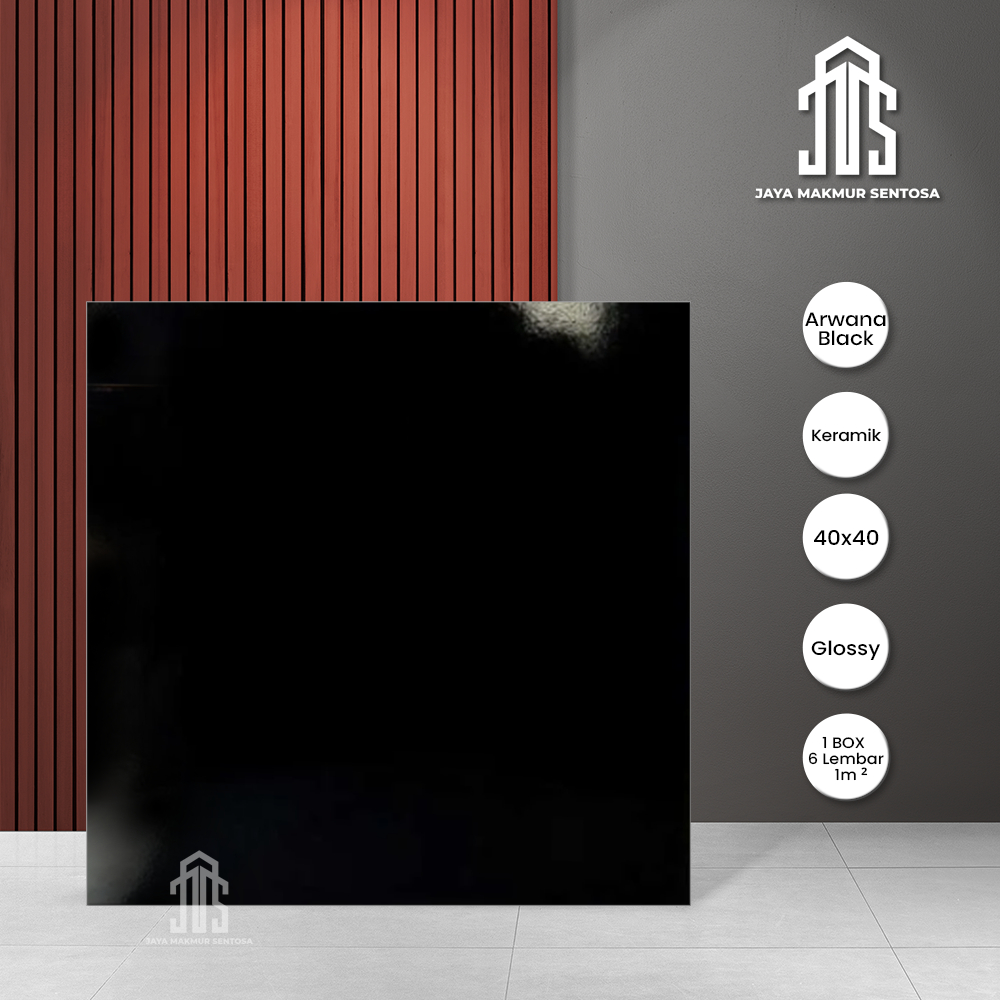 Keramik Lantai Glossy Arwana Black 40x40