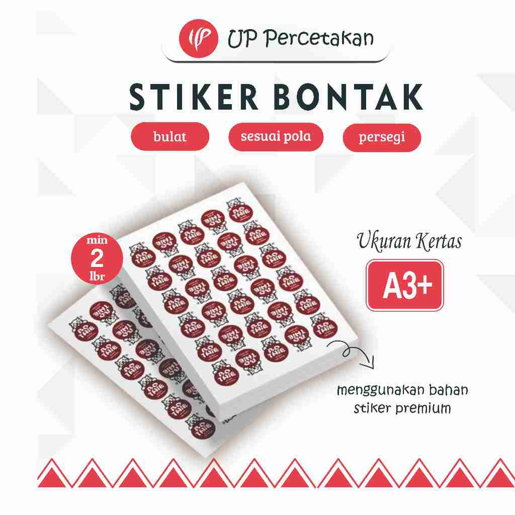 

Cetak STIKER BONTAK / CHROMO termurah A3+ Bisa cutting Kisscut / Diecut(Cutting Putus)