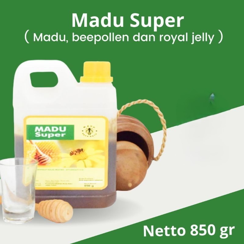 

Madu Super Murni, Asli Plus Beepollen dan Royal Jelly 3 in 1 Kemasan Jerigen 850gr #Omah_madumurni