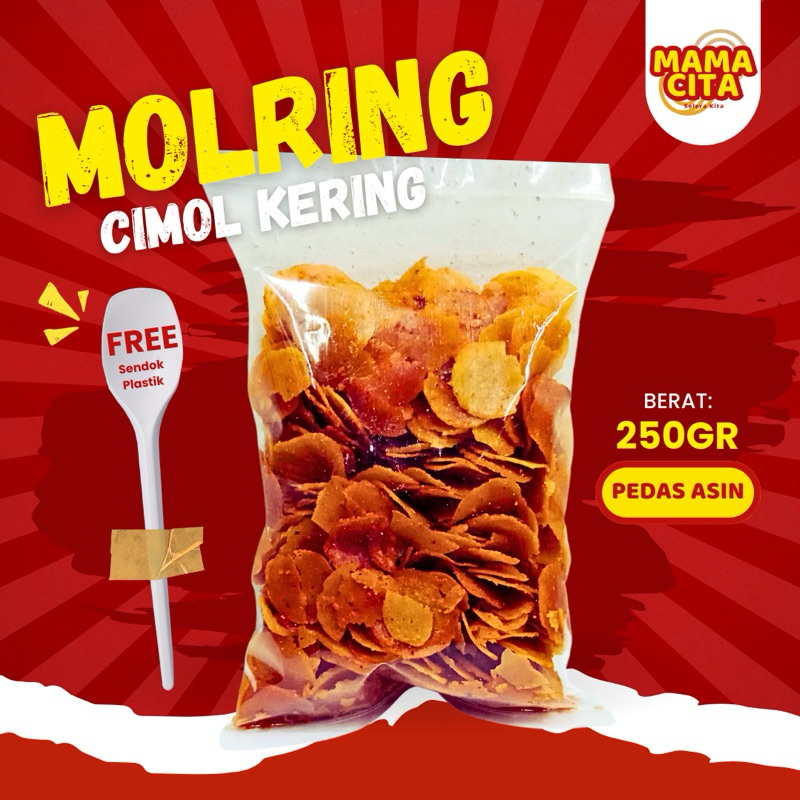 

Molring (Cimol Tipis Kering) Pedas Gurih Nikmat 250GR + FREE Sendok Plastik #LangsungNyemil