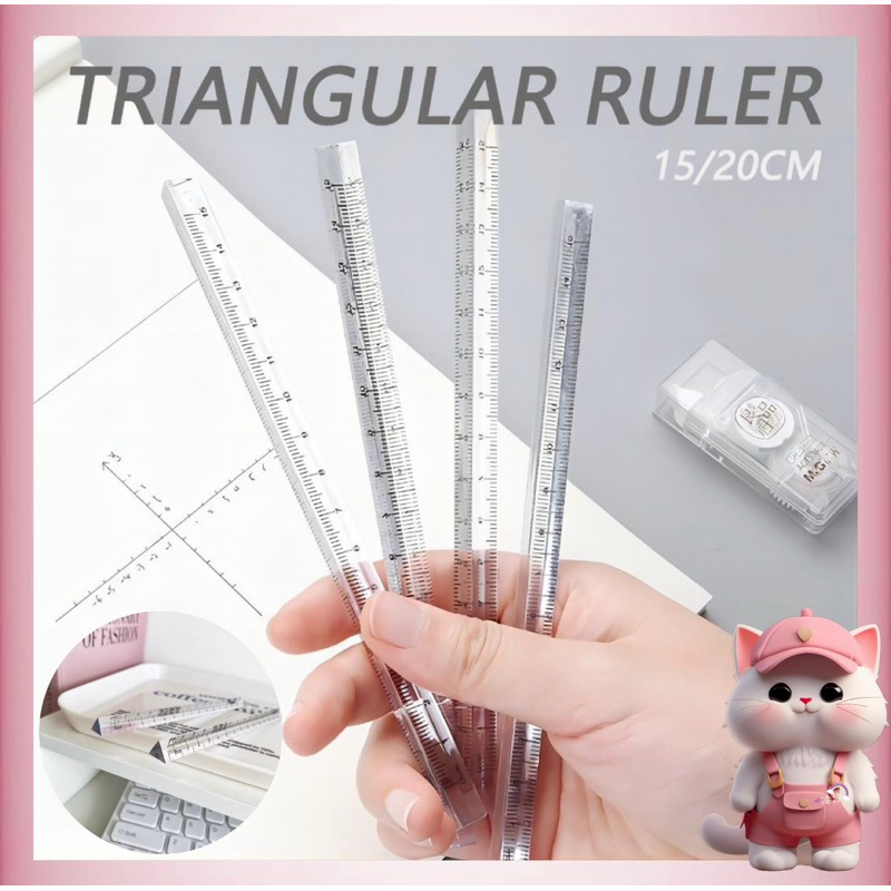 

N175 Penggaris Kristal Segitiga Triangle Shape Ruler Crystal Measuring Ruler Study