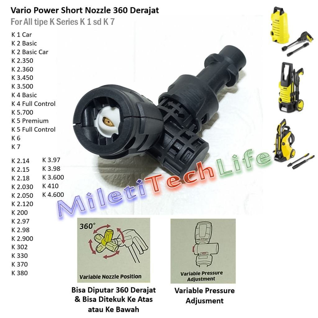 Karcher Nozzle VP180S Flexible Short Nozzle 360 derajat for Jet Cleaner Karcher Nilfisk Bosch Nozzle