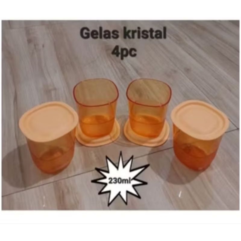 Gelas minum  crystalline low tupperware 230 ml set 4 pcs