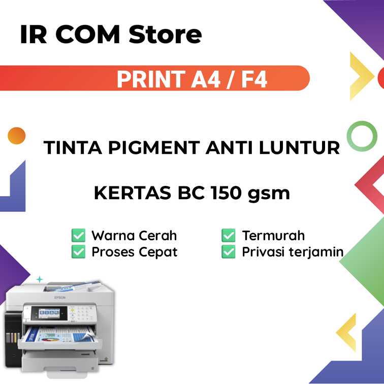 Print A4 / F4 Kertas BC Tebal 150 gsm Tinta Anti Luntur