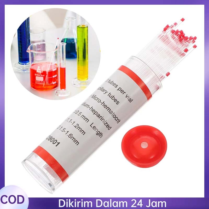 100pcs Tabung Hematokrit Mikro Kapiler Heparine Red Tabung Mikro Kapiler Hematokrit Tube 1.1-1.2 Mm 