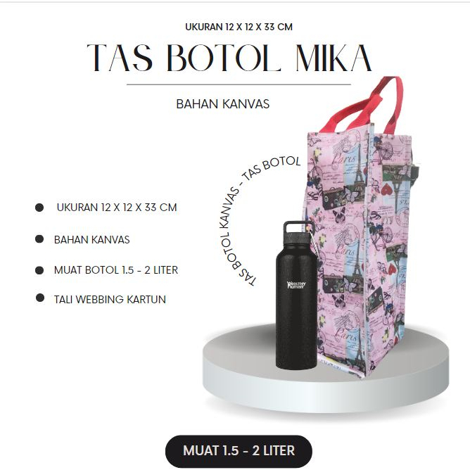 Tas Botol Minum 2 Liter tinggi 12x12x33 Tas Jinjing Botol Minum 2 liter Transparan