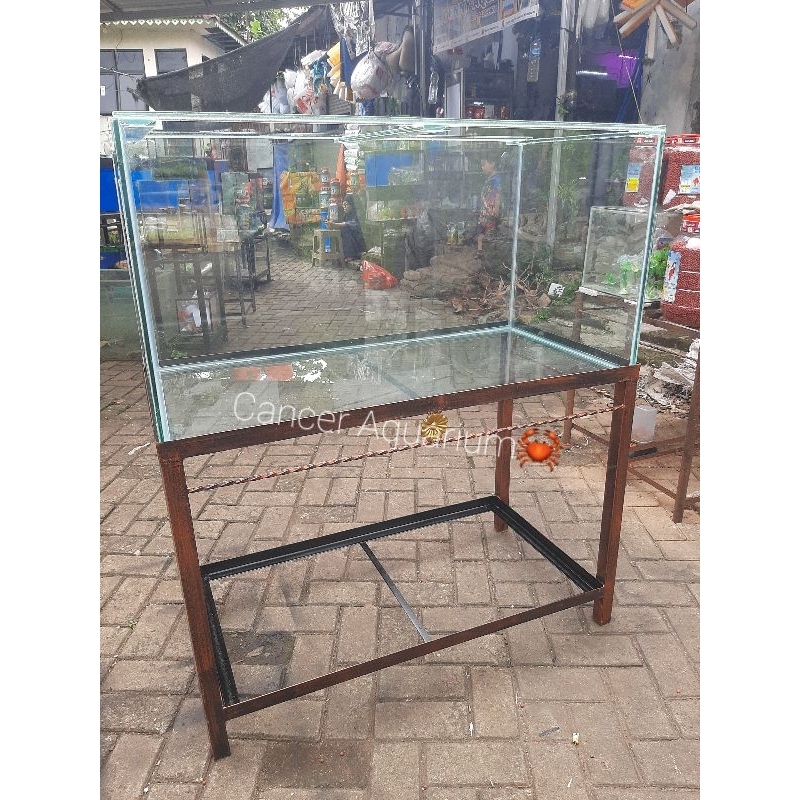 Aquarium Kaca 100x50x50 Full 8mm & Rak Besinya
