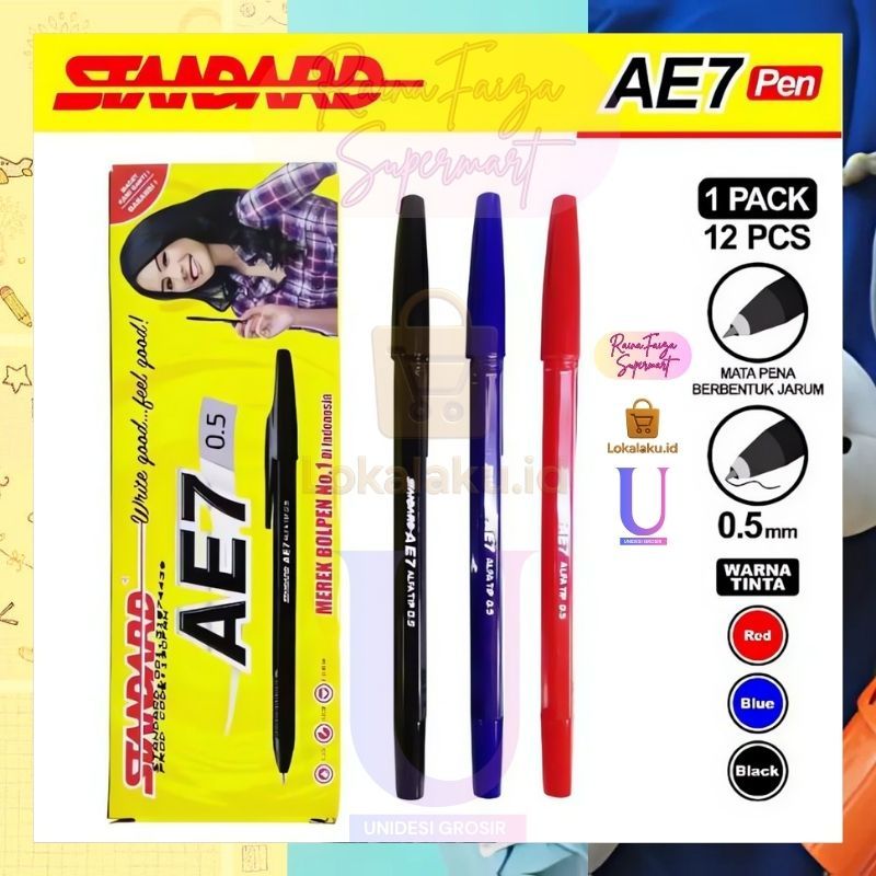 Pulpen Standard AE7 (1 pcs) – Pena Standar Dijual Satuan | Cocok untuk Grosir dan Eceran