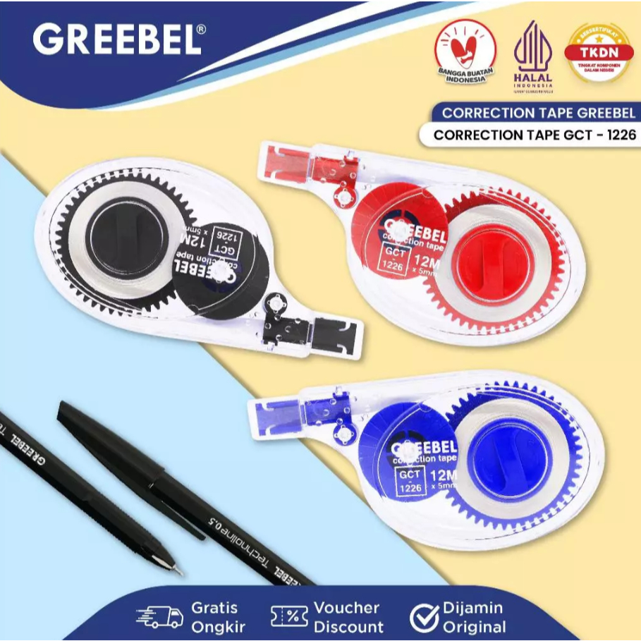 

GREEBEL Correction Tape / Tip Ex Kertas Roll Pita Koreksi Pulpen GCT-1226