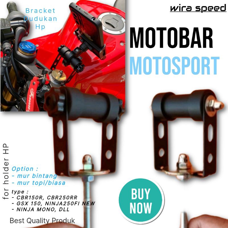 Motobar Bracket hp Dudukan hp Universal Phone Holder Motor NINJA250FI NEW, CBR150 NEW, CBR150OLD CBU