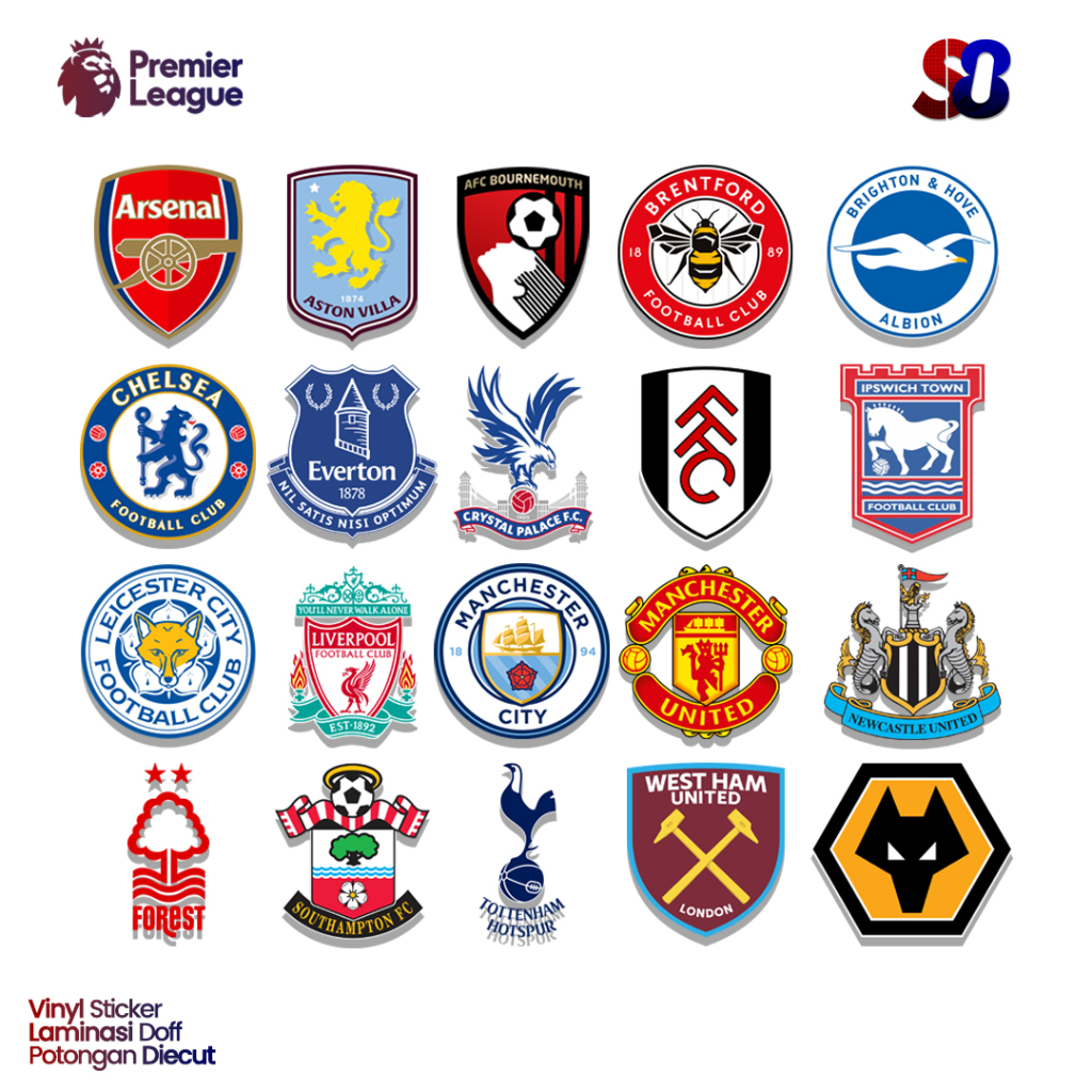 

Sticker Pack Logo Premiere League - Bahan Vinyl + Laminasi