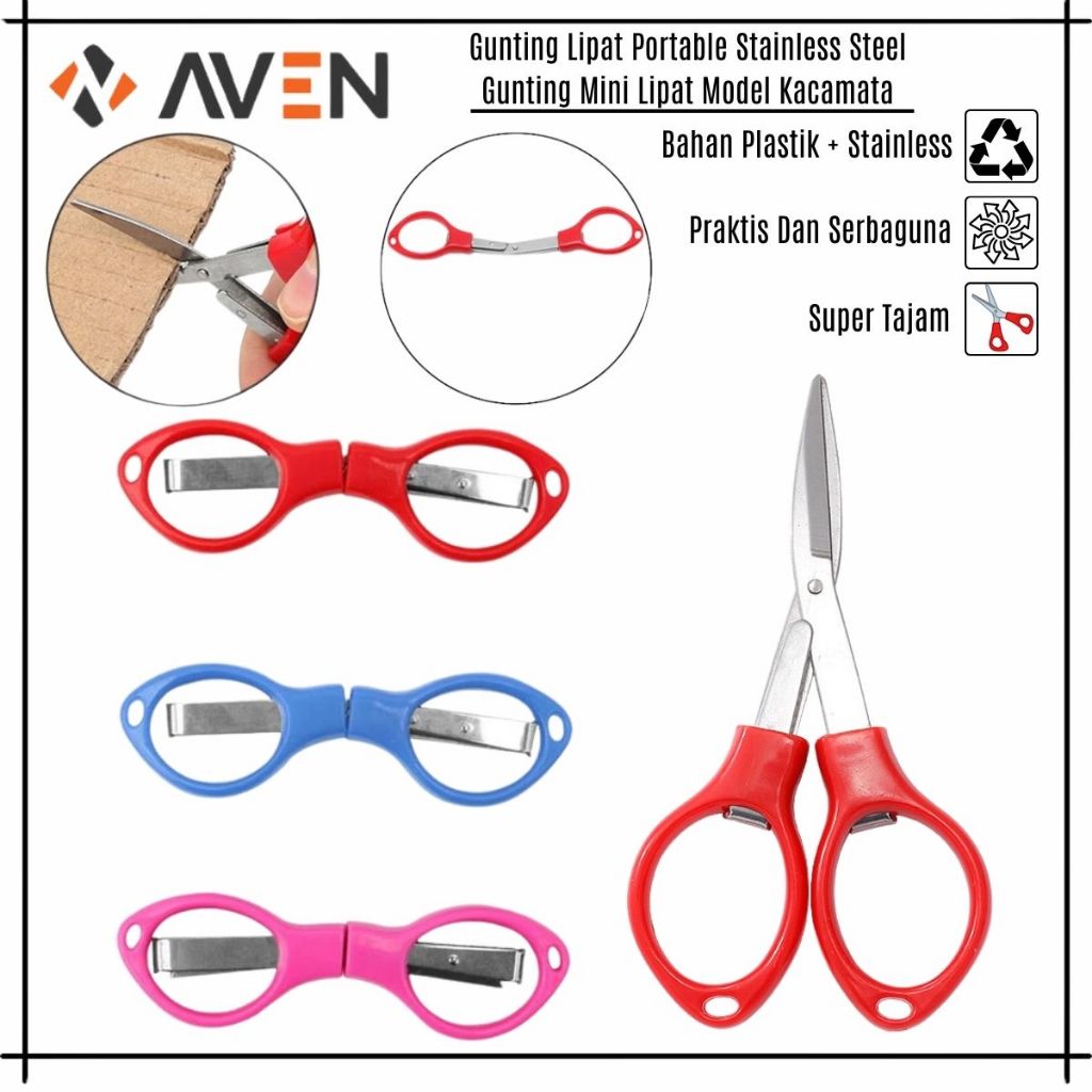 

Gunting Lipat Mini Portable Gunting Lipat Travel Scissors Bentuk Kacamata Serbaguna - AVEN