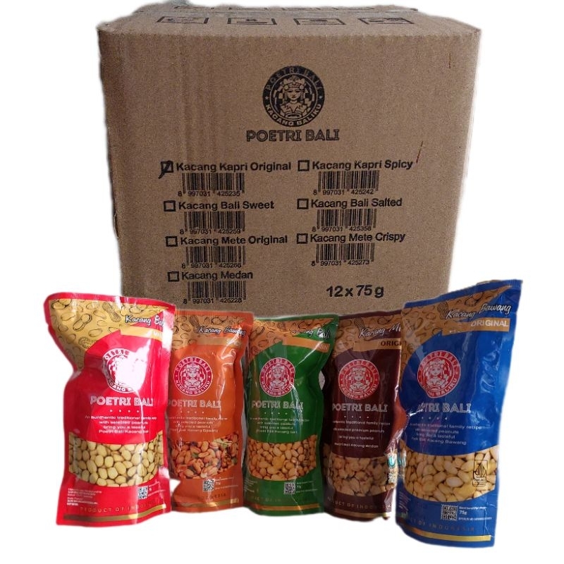 

Kacang Poetri Bali Sekarton 12 Pack Grosir Kacang Baliku 75gr