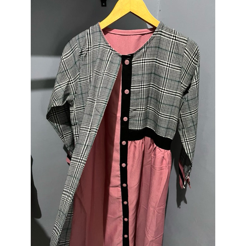 Pink Dress / Gamis Pink Muslimah / Gamis Outer 2in1 / Muslimah Outfit Hijab